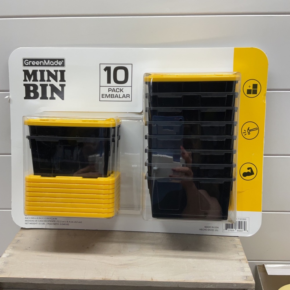 GreenMade Mini Bin 10 Pack Black Yellow Stackable Storage Containers 7181000